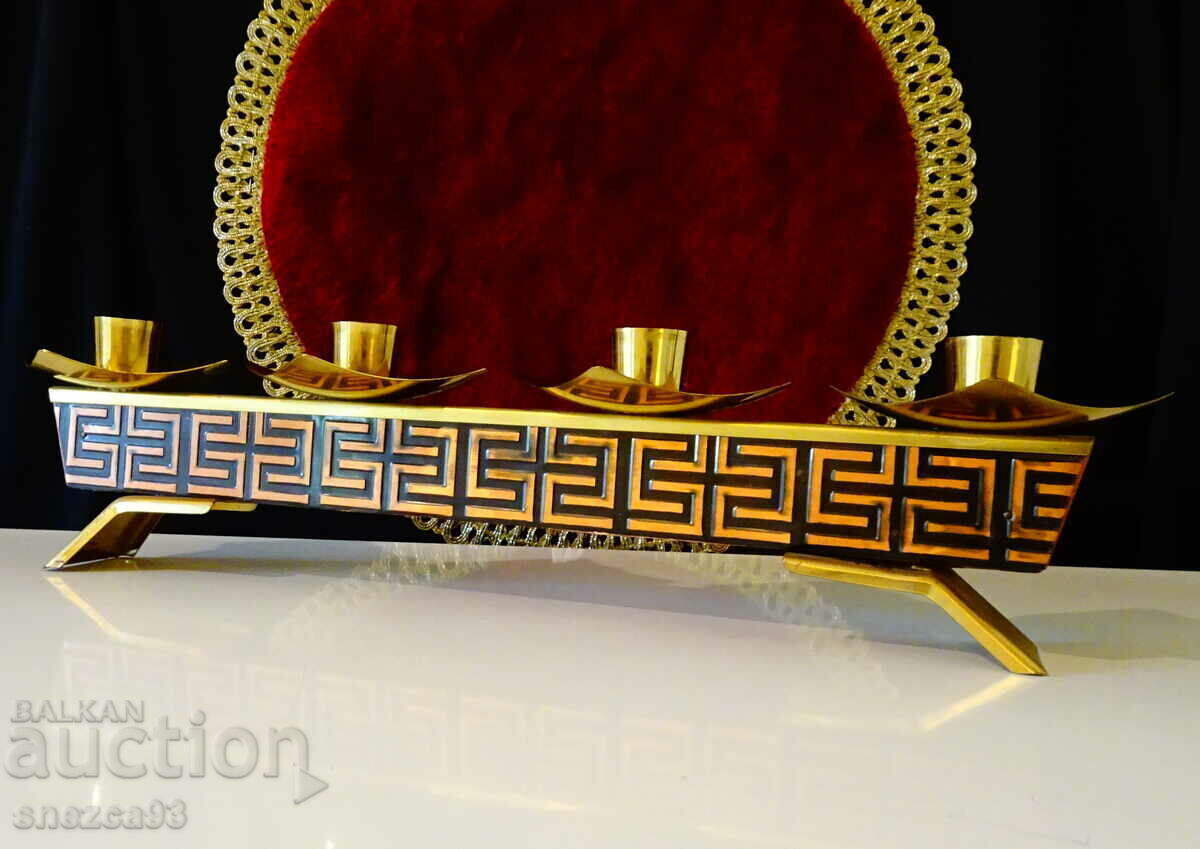 Four-piece brass candlestick, gold-plated with price 29.00 BGN | € 14.83 Four-piece brass candlestick, gold-plated with price 29.00 BGN | € 14.83