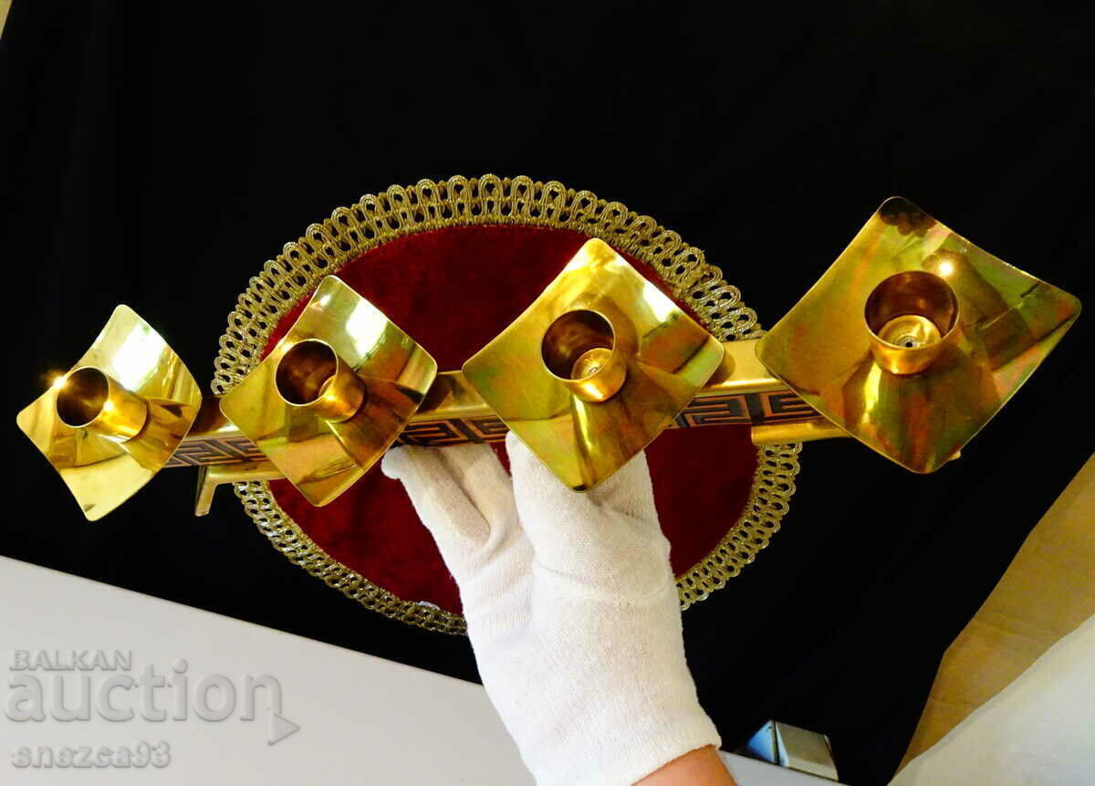 Delivery of Four-piece brass candlestick, gold-plated Delivery of Four-piece brass candlestick, gold-plated