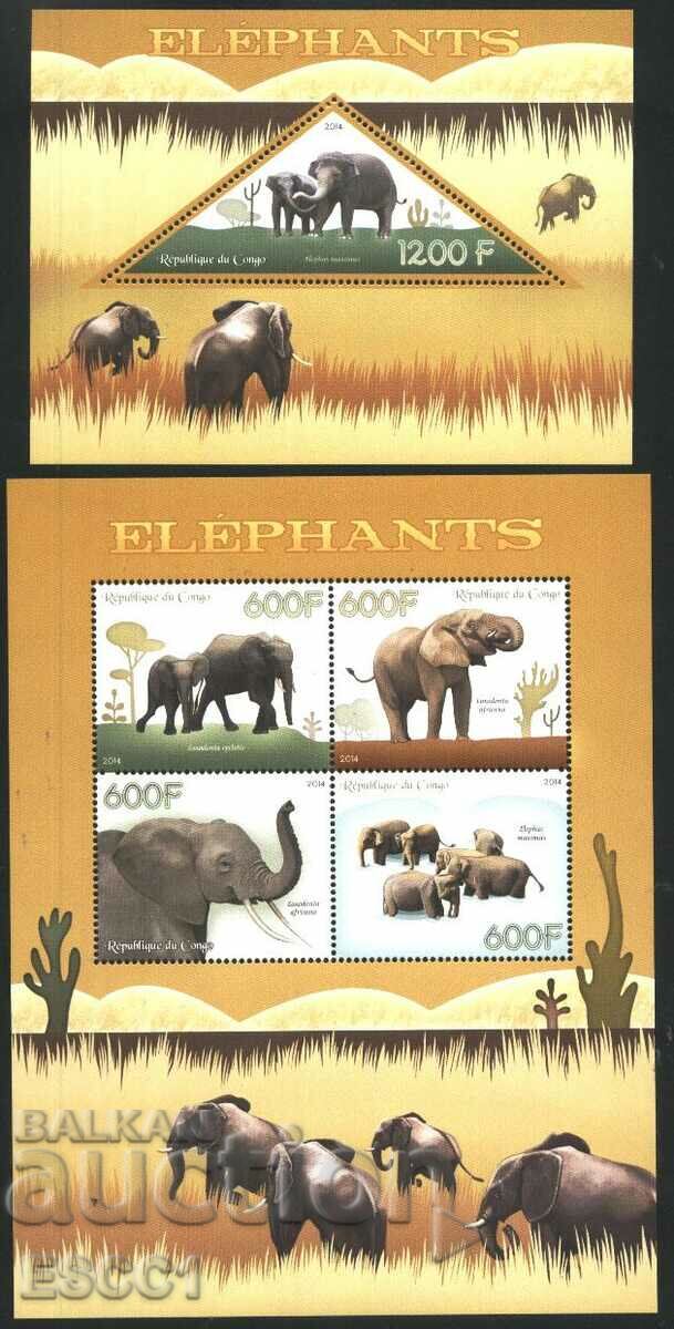 2014 Congolese Elephant Fauna Clear Stamps and Block