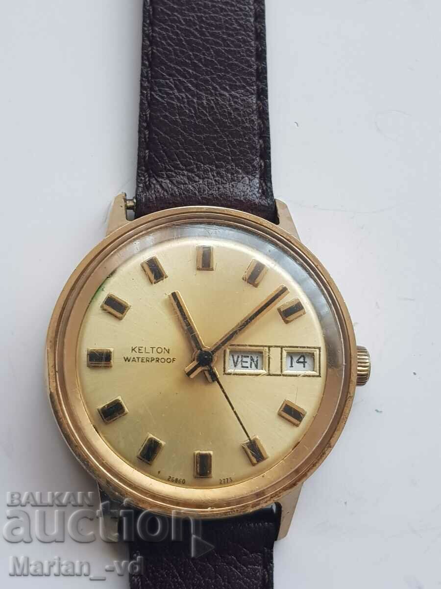 Ανδρικό χρυσό μηχανικό ρολόι Kelton