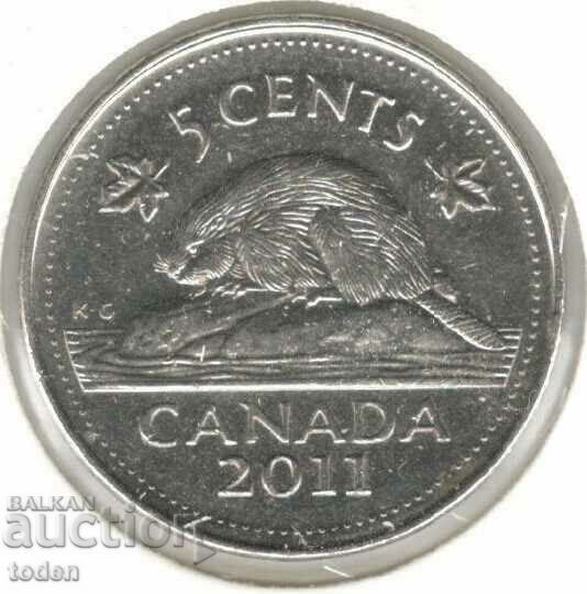 Canada-5 Cents-2011 L-KM# 491-Elizabeth II 4th portrait; mag
