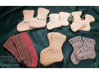 LOT Homemade knitted children's slippers - 6 pairs