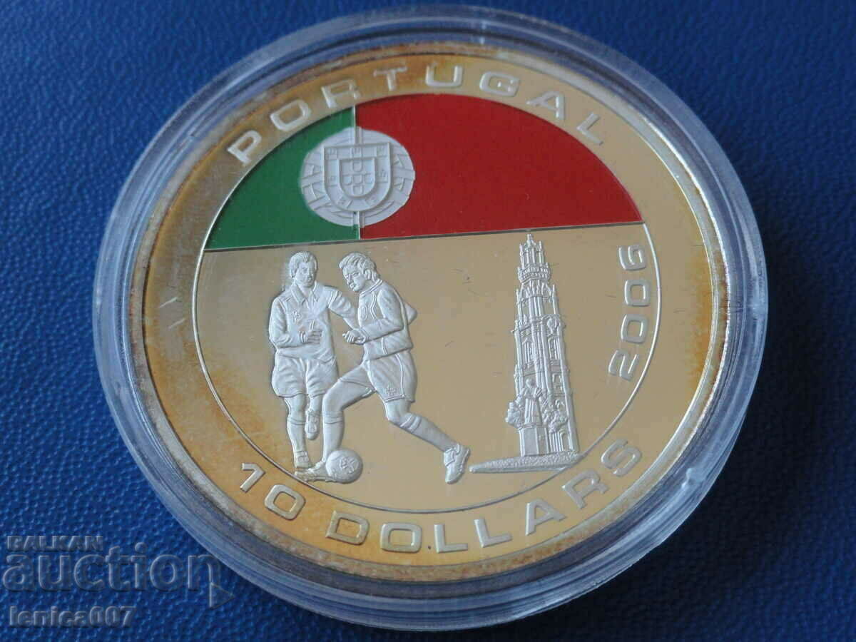 Licitație Liberia 2005 - 10 USD "Fotbal - Portugalia"
