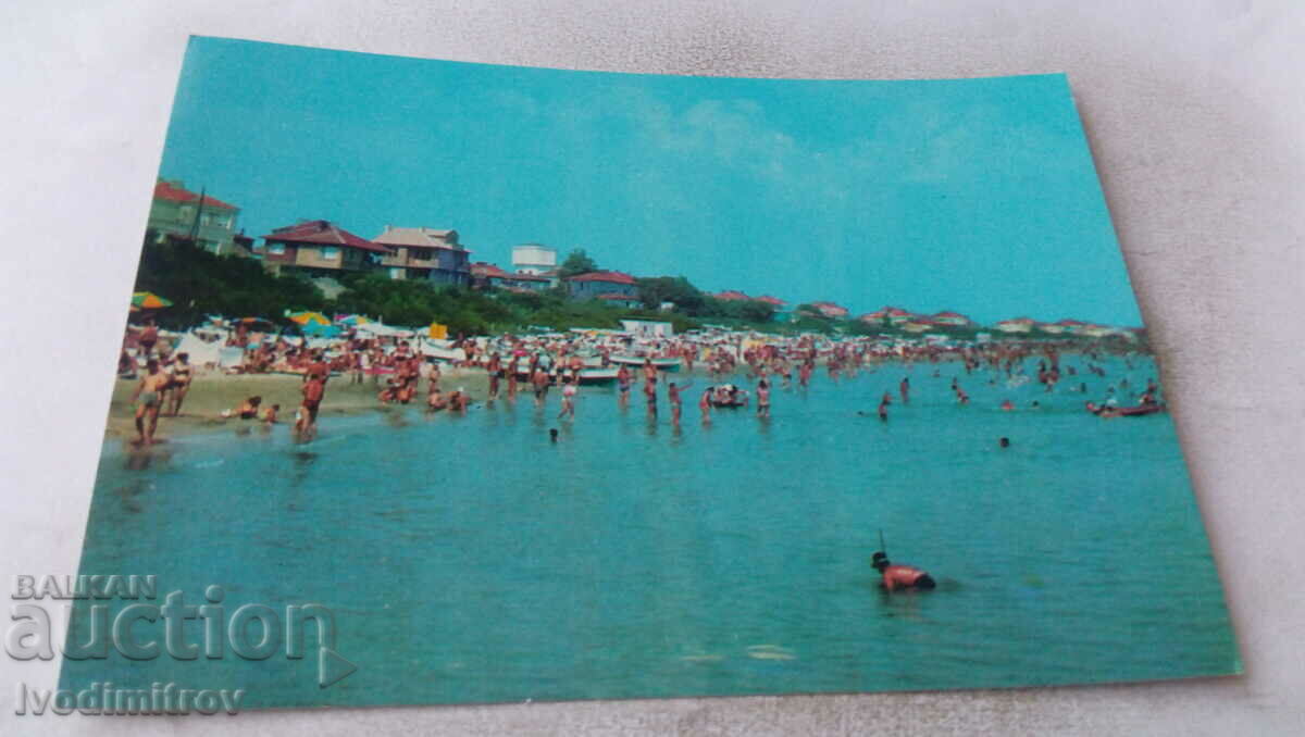 Пощенска картичка Поморие Плажът 1974