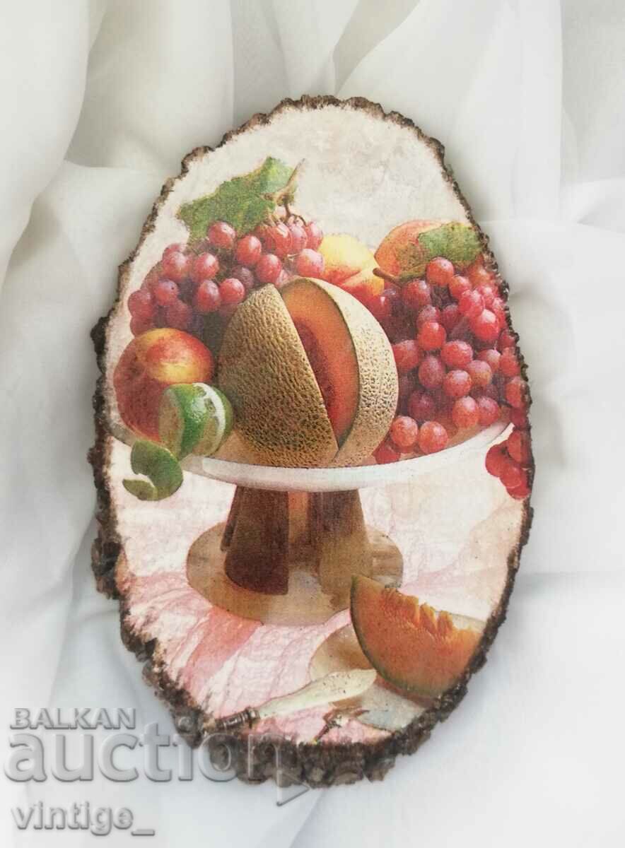 Wall decoration on real wood Fruits
