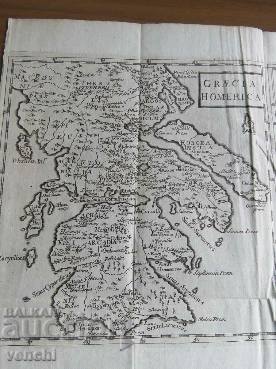 18 век - Карта на Гърция на Омир - оригинал +