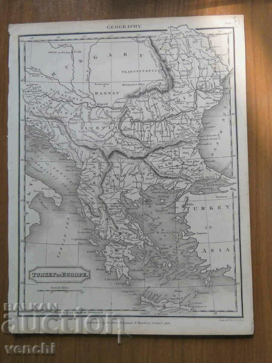1818 - Harta Turciei în Europa - A.Findley = original + cu preț € 49.99 | 97.77 BGN