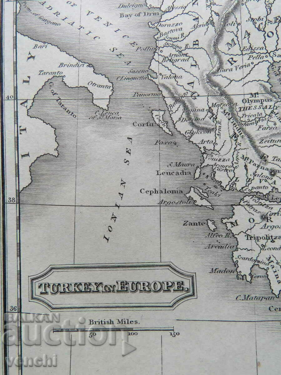 Livrarea 1818 - Harta Turciei în Europa - A.Findley = original +