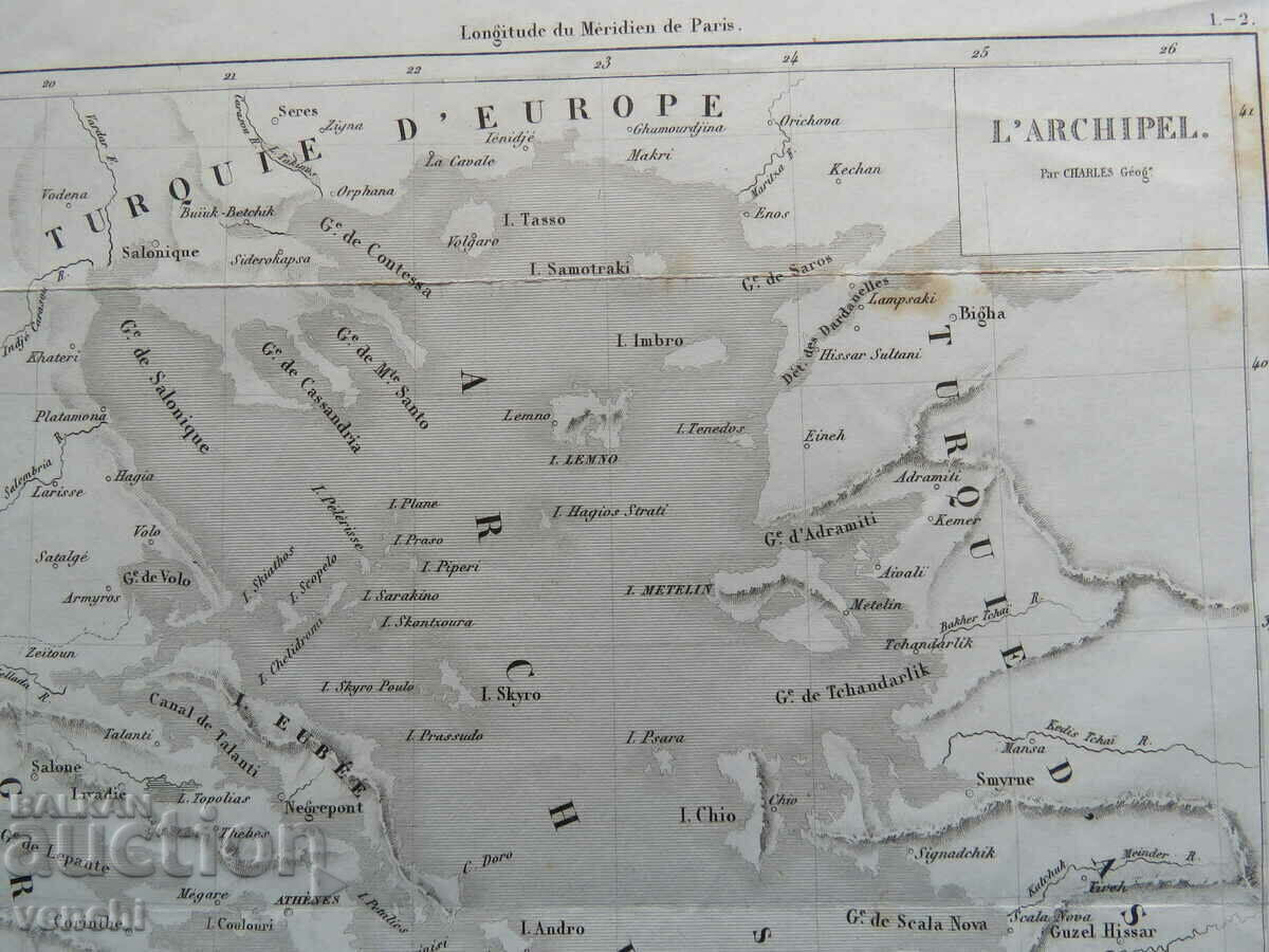 19th century - Map of Greece - the islands - original with price 29.99 BGN | € 15.33 19th century - Map of Greece - the islands - original with price 29.99 BGN | € 15.33