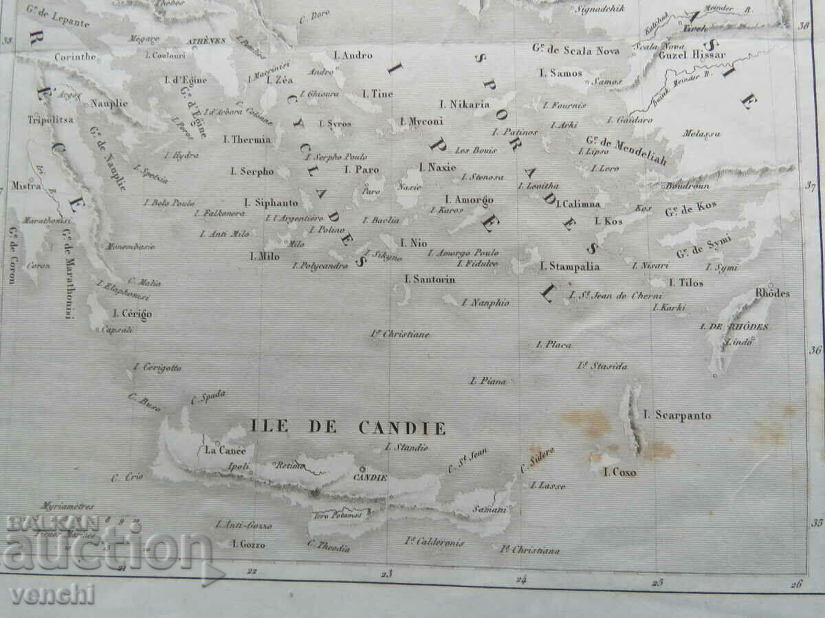 Auction 19th century - Map of Greece - the islands - original Auction 19th century - Map of Greece - the islands - original