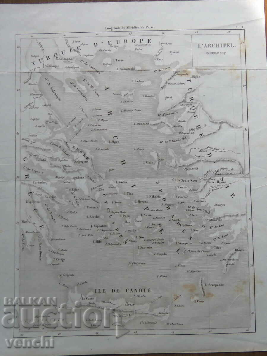 19ος αιώνας - Χάρτης Ελλάδας - τα νησιά - πρωτότυπο