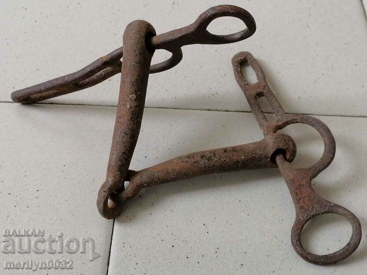 Auction  An old forged bridle reins wrought iron, a harness