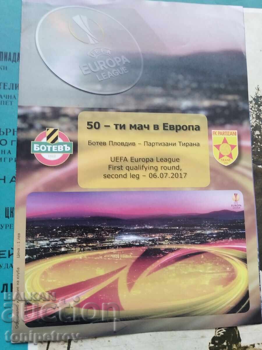 Program fotbalistic Botev Plovdiv - Partizani Tirana Program fotbalistic Botev Plovdiv - Partizani Tirana