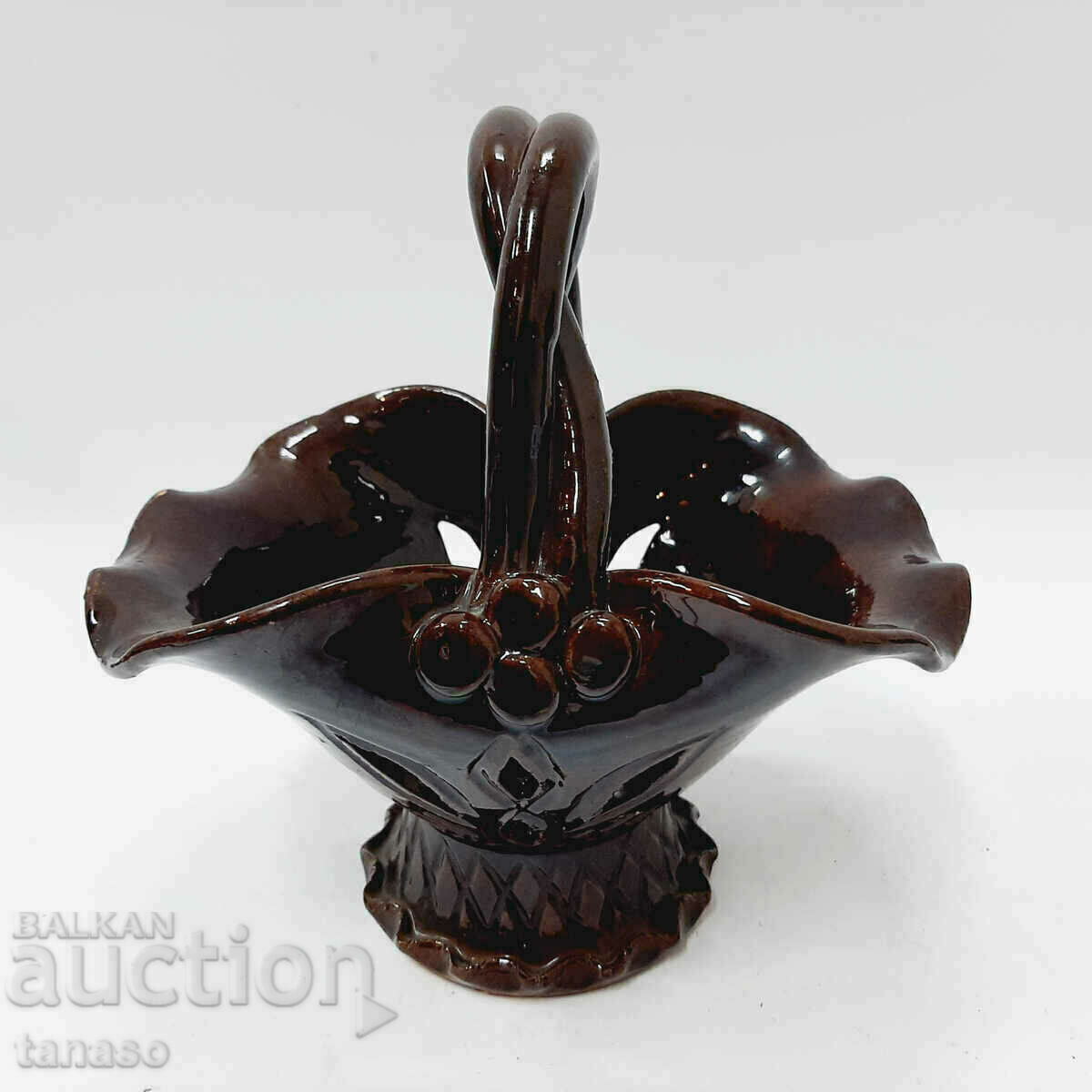 Old glazed ceramic basket, brown(9.2) with price 30.00 BGN | € 15.34