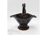 Coș vechi din ceramică smălțuită, maro(9,2)