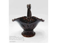 Стара глазирана керамична кошничка, кафява(9.2)