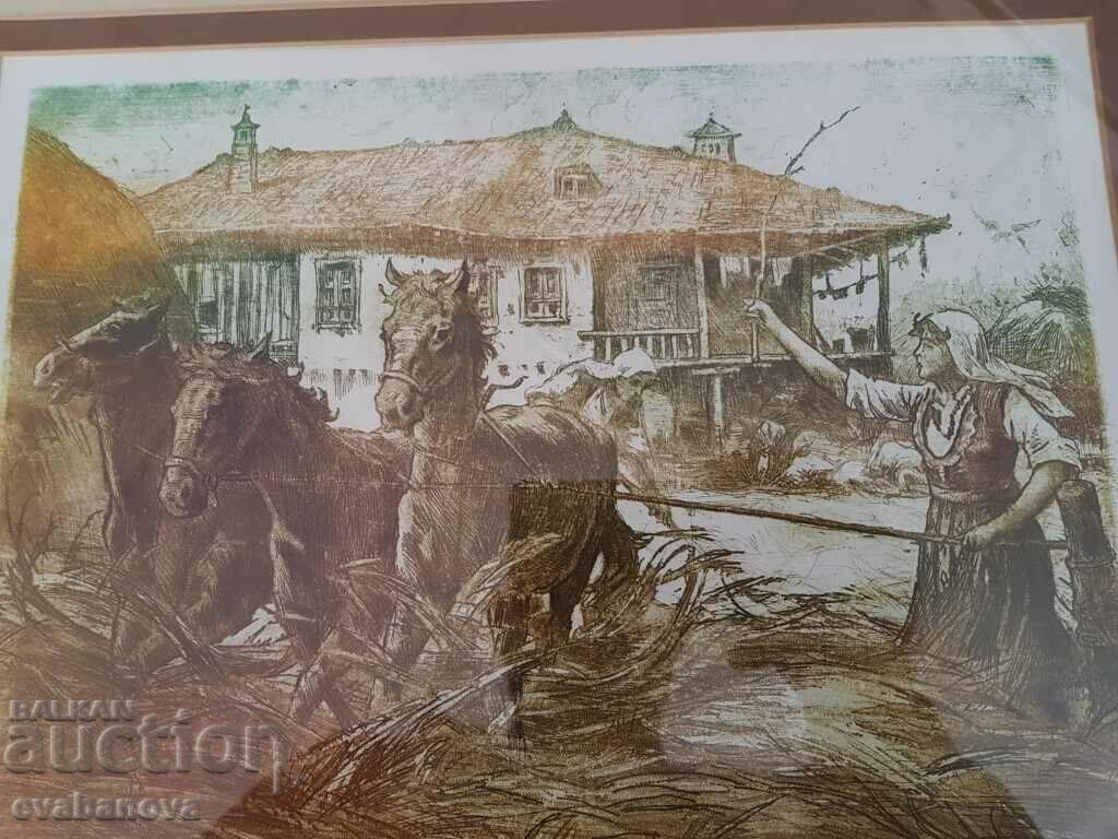 Петър Морозов 1880-1951г. Вършидба Акватинта с цена € 375.00 | 733.44 лв.