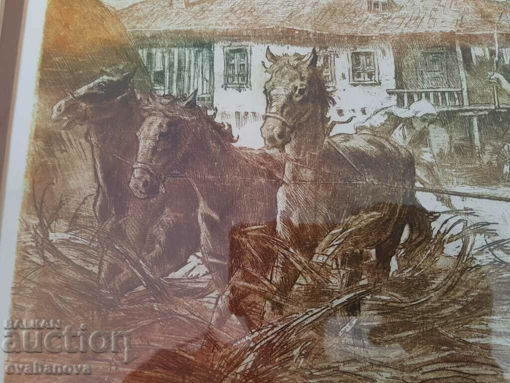 Аукцион Петър Морозов 1880-1951г. Вършидба Акватинта