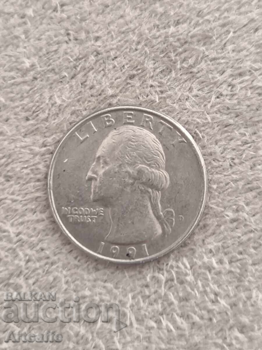 1991 D Quarter Dollar - 7