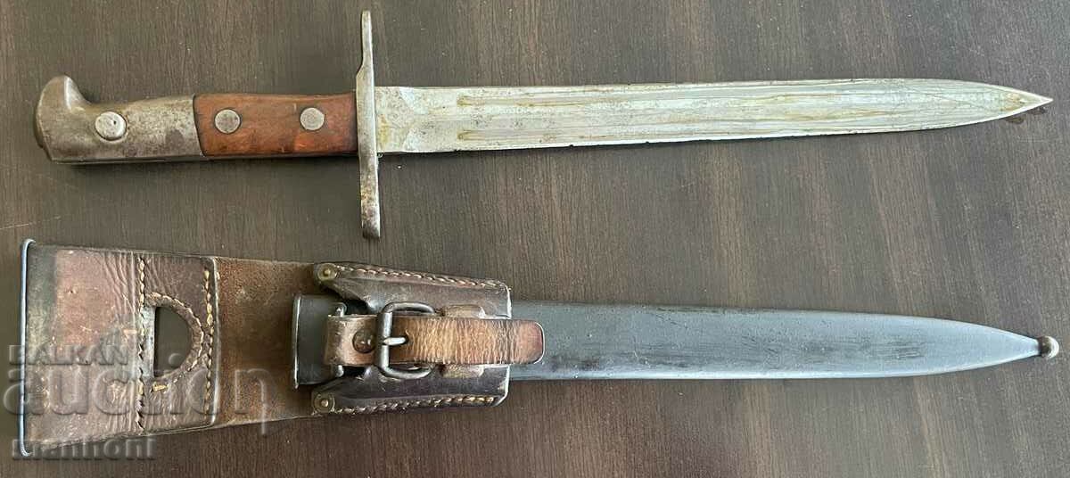 Auction  5236 Swiss bayonet model ELSENER SCHWYZ PSV leather scabbard