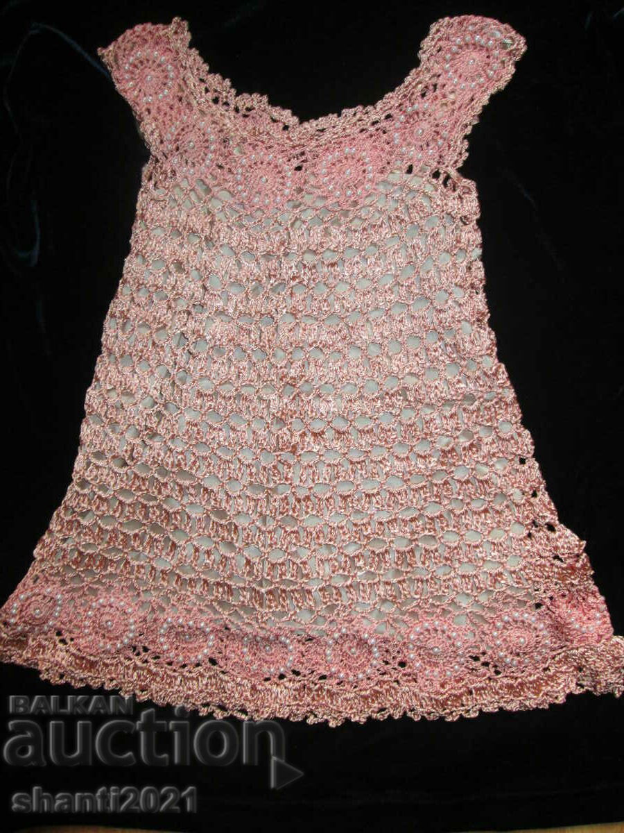 Hand-knitted children's dress with lining, unique, 4-5 years.