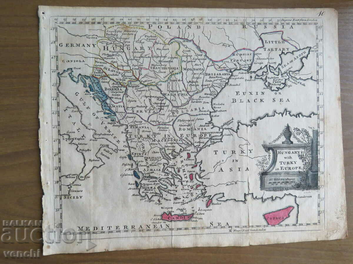 1785 - Χάρτης Τουρκίας - Βουλγαρίας = πρωτότυπο +