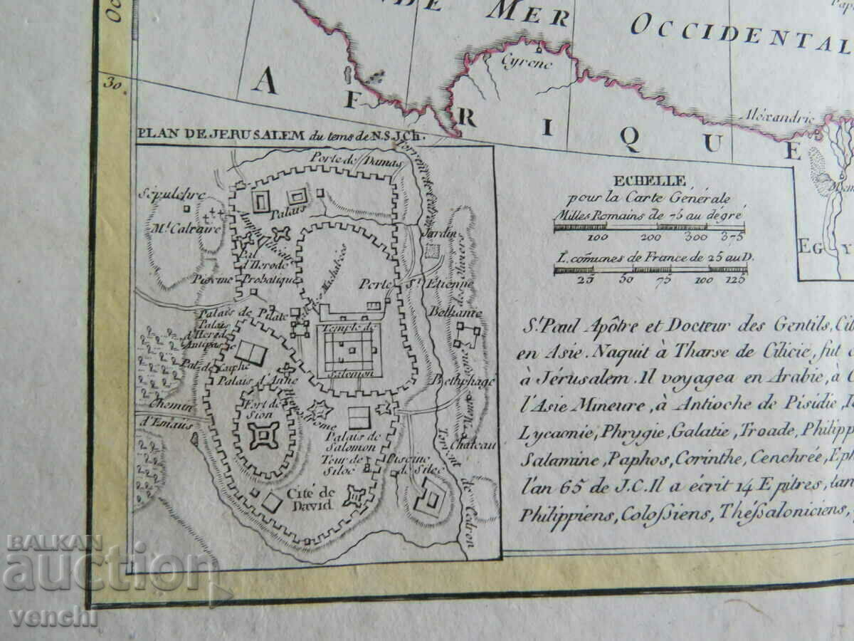 Auction 18th century - Map of the lands described in the New Testament = original + Auction 18th century - Map of the lands described in the New Testament = original +
