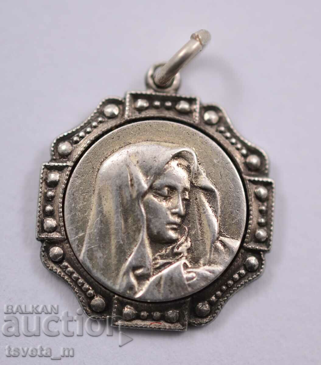 Сребърен медальон  / висулка Богородица