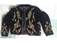 Velvet bodice with sleeves, rich embroidery, beads, sequins