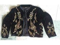 Velvet bodice with sleeves, rich embroidery, beads, sequins