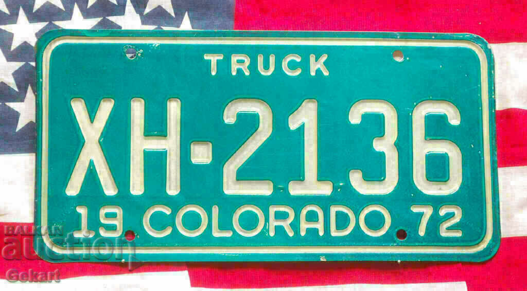 American license plate Plate COLORADO 1972
