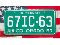 American license plate Plate COLORADO 1987