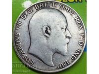 Великобритания 1 флорин 1908 32,9мм 11,15г  сребро