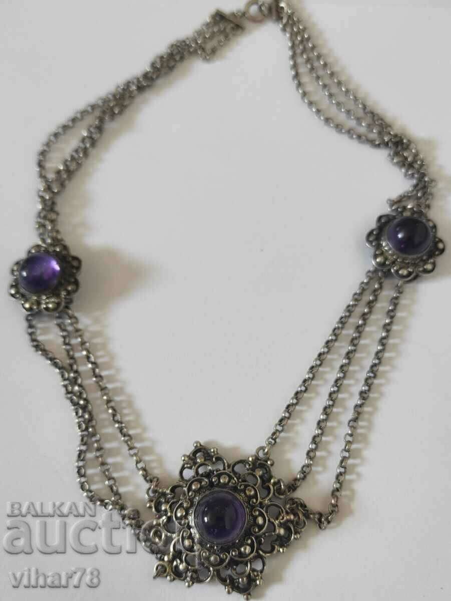 Colier cu ametist din argint vechi - 7