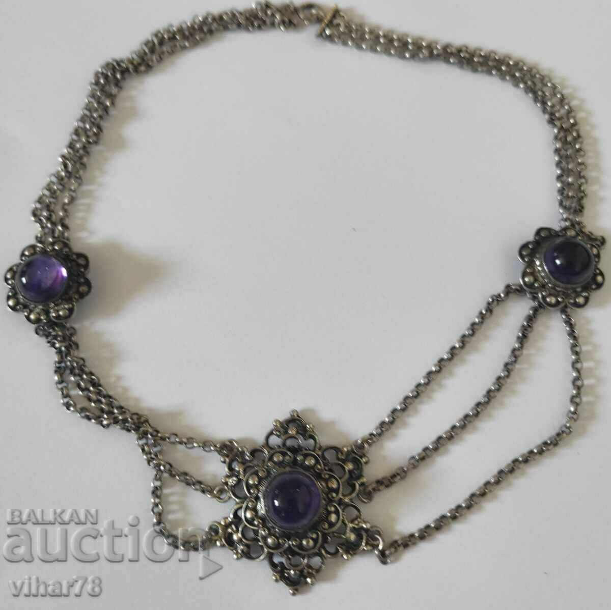 OLD SILVER AMETHYST NECKLACE
