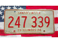 US License Plate ILLINOIS 1974