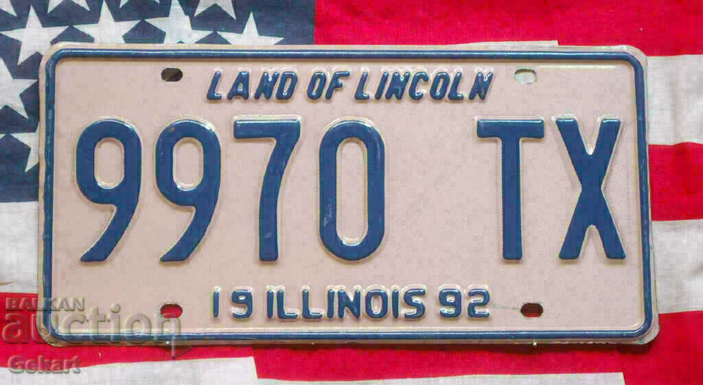Американски регистрационен номер Табела ILLINOIS 1992