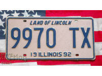 US License Plate ILLINOIS 1992