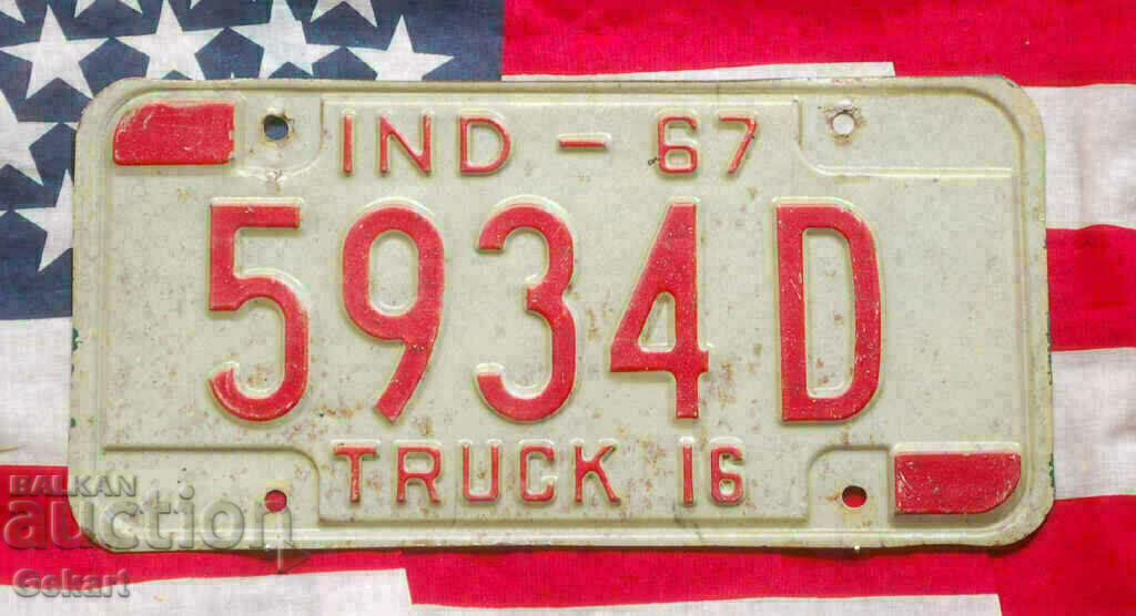 US License Plate INDIANA 1967
