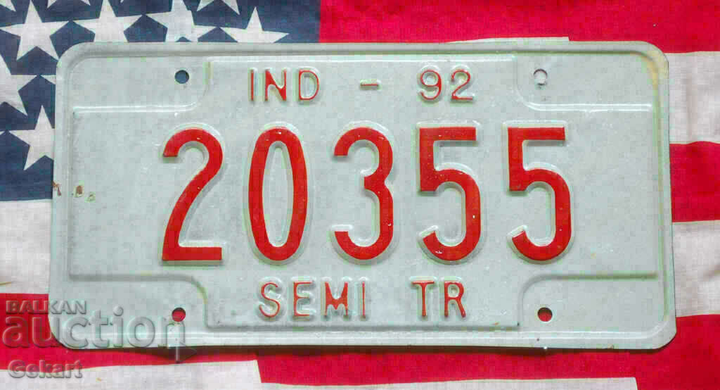 US License Plate INDIANA 1992