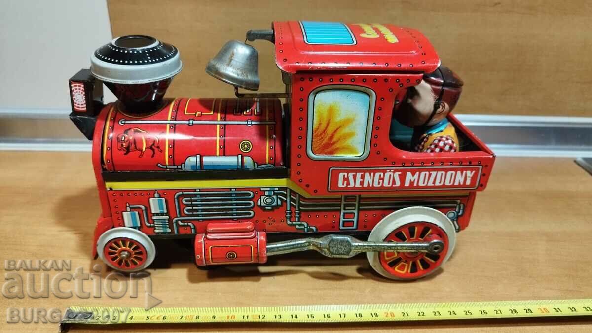 Locomotivă veche de jucărie din tablă „Lemez”