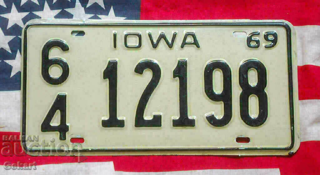 US License Plate IOWA 1969