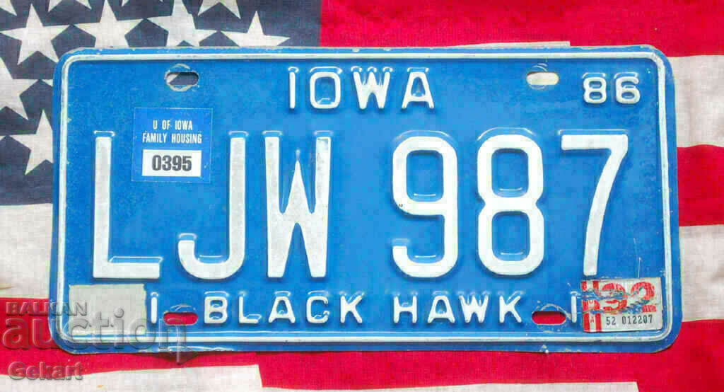 Πινακίδα ΗΠΑ IOWA 1986
