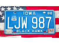 Американски регистрационен номер Табела IOWA 1986