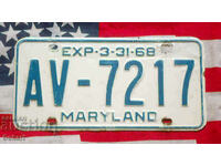 Американски регистрационен номер Табела MARYLAND 1968