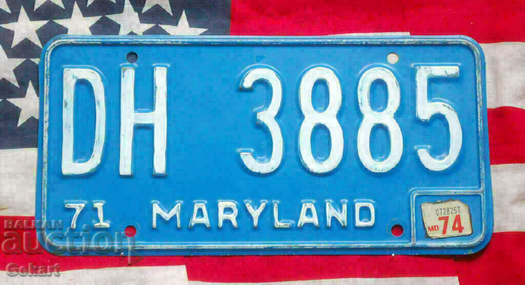 US License Plate MARYLAND 1971