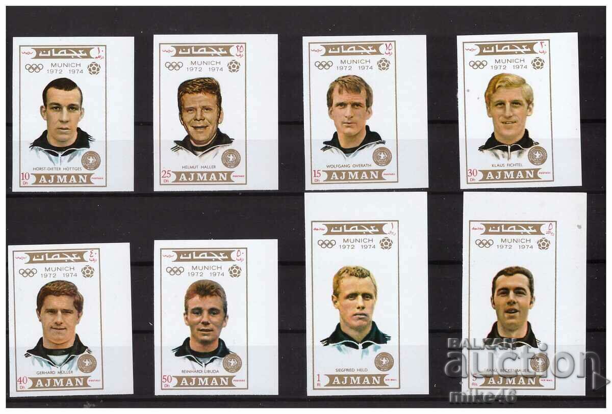 AJMAN 1971 Soccer players from Germany imperforate series