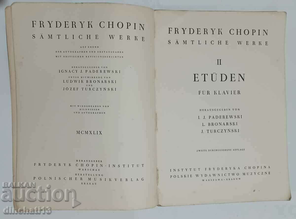 Delivery of FRYDERYK CHOPIN SÄMTLICHE WERKE II Etuden Delivery of FRYDERYK CHOPIN SÄMTLICHE WERKE II Etuden