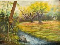 Old painting Watercolor ***Landscape*** river
