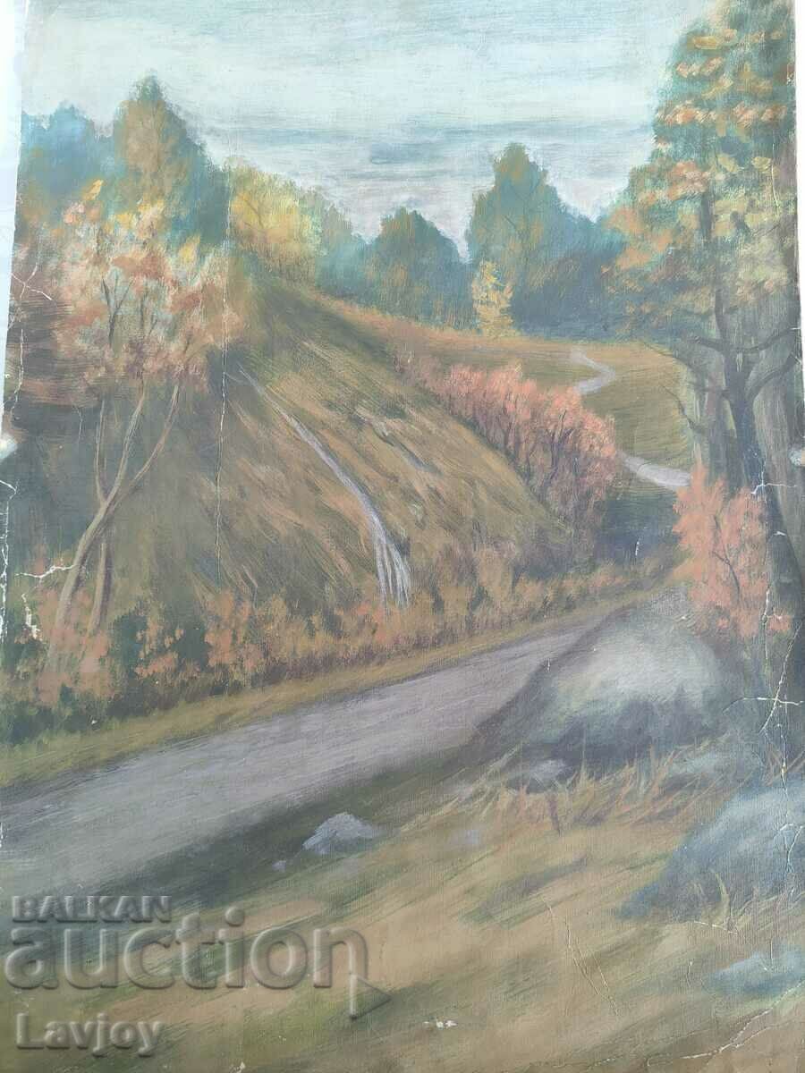 Old painting Watercolor ///***Landscape*/// Forest road